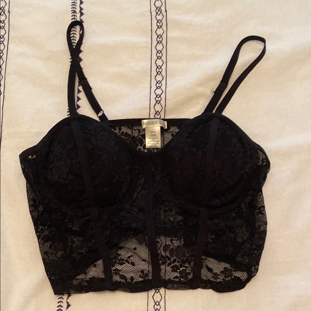 Bozzolo Black Lace Crop Top